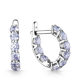 Серьги с английским замком из серебра с фианитом