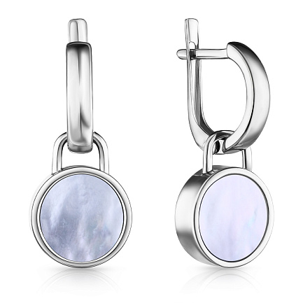 Серьги с английским замком из серебра с агатом