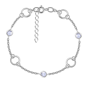 Браслет декоративный из серебра с фианитом