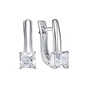 Серьги с английским замком из серебра с бриллиантами