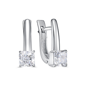 Серьги с английским замком из серебра с бриллиантами