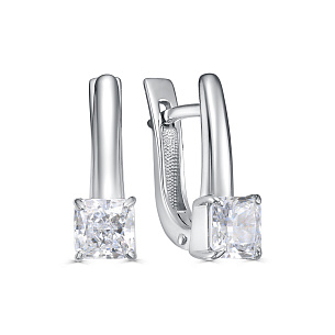 Серьги с английским замком из серебра с фианитами