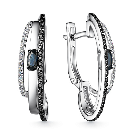 Серьги с английским замком из белого золота с бриллиантами