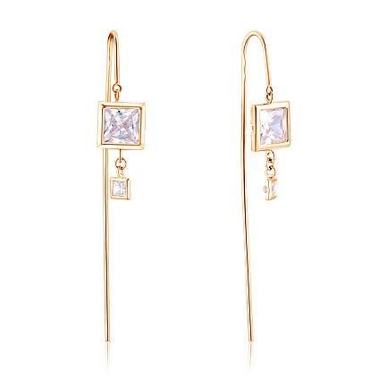 Продевки из красного золота с фианитом