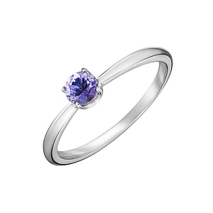 Кольцо из белого золота с танзанитом