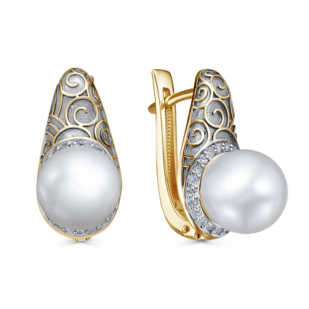 Серьги с английским замком из красного золота с бриллиантами