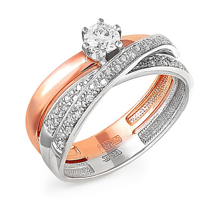 Кольцо из красного золота с бриллиантами