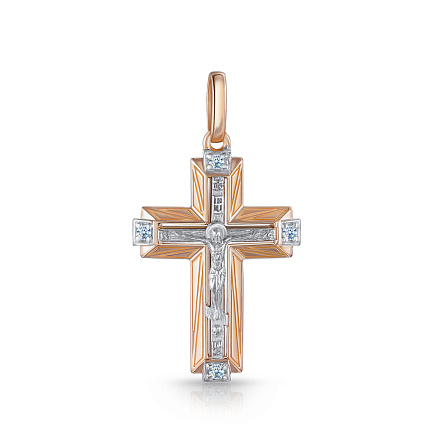 Крест из красного золота с бриллиантами