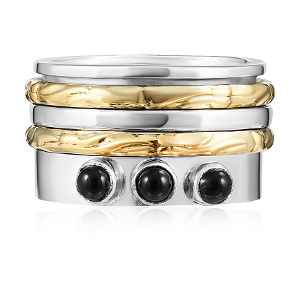 Кольцо из серебра с агатом, позолотой