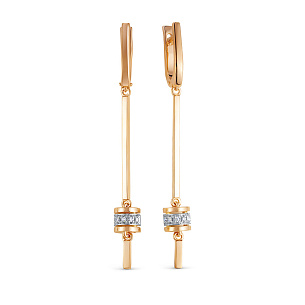 Серьги из красного золота с бриллиантом