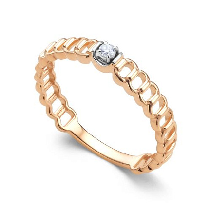 Кольцо из красного золота с бриллиантом