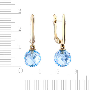 Серьги с английским замком из желтого золота с топазами