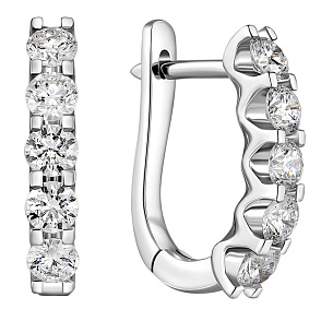 Серьги с английским замком из белого золота с бриллиантом