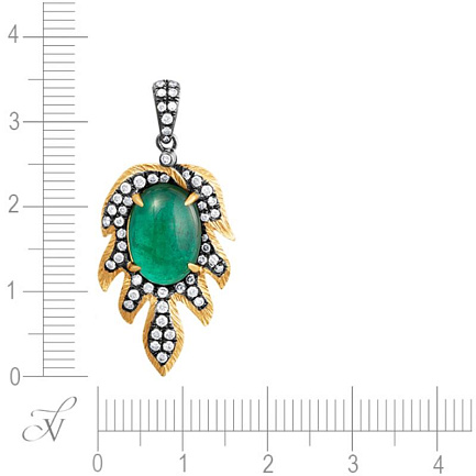 Подвеска из комбинированного золота с бриллиантами, изумрудом