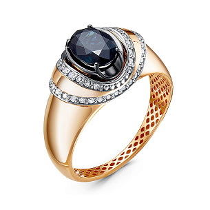 Кольцо из красного золота с сапфиром
