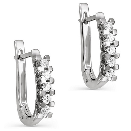 Серьги с английским замком из белого золота с бриллиантами