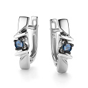 Серьги с английским замком из белого золота с сапфирами