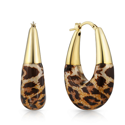 Серьги из серебра с позолотой, эмалью