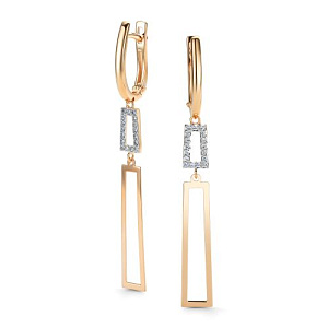 Серьги с английским замком из красного золота с бриллиантами