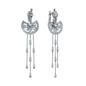 Серьги с английским замком из белого золота с бриллиантами