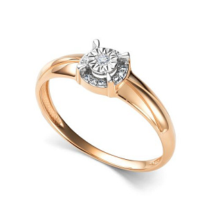 Кольцо из красного золота с бриллиантом