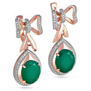 Серьги с английским замком из красного золота с ониксом