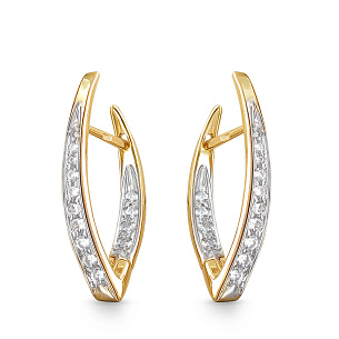 Серьги из желтого золота с фианитом