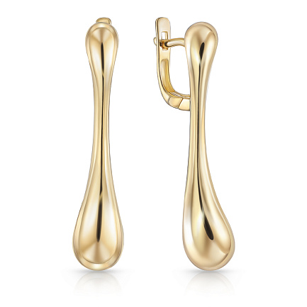 Серьги с английским замком из желтого золота