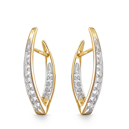 Серьги из желтого золота с фианитами