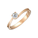 Кольцо помолвочное из красного золота с бриллиантом