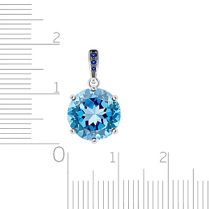 Подвеска из белого золота с сапфирами, топазом