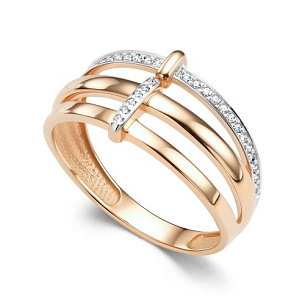 Кольцо из красного золота с бриллиантом