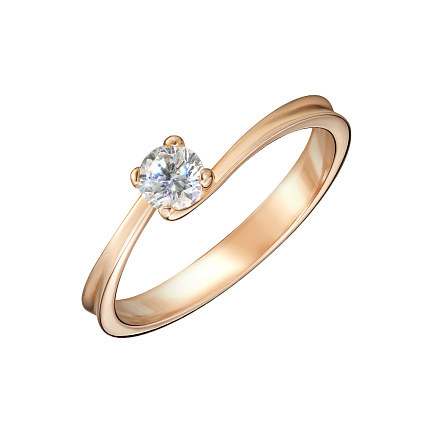 Кольцо помолвочное из красного золота с бриллиантом