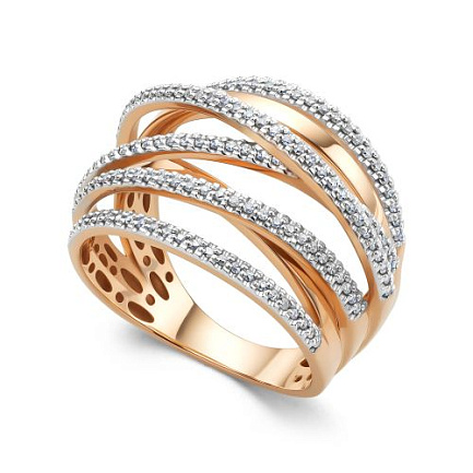 Кольцо из красного золота с бриллиантами