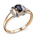 Кольцо из красного золота с бриллиантами, сапфиром