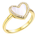 Кольцо из серебра с перламутром, фианитами