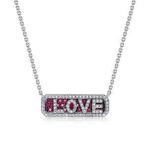 Колье из белого золота с бриллиантами, рубинами