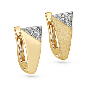 Серьги с английским замком из желтого золота с бриллиантами