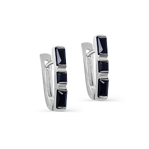 Серьги с английским замком из белого золота с сапфиром