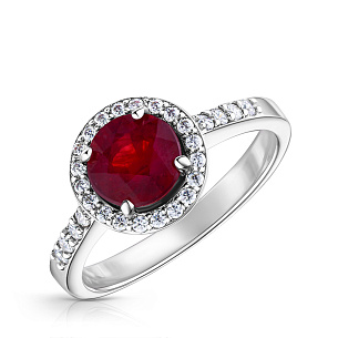 Кольцо из серебра с корундом, фианитом