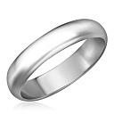 Кольцо обручальное гладкое из белого золота
