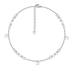 Браслет на ногу декоративный из серебра с фианитом