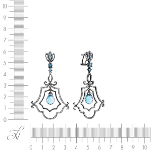 Серьги из черненого золота с бриллиантами, топазами