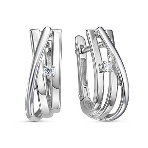 Серьги из белого золота с бриллиантом