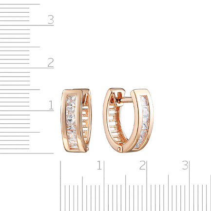 Серьги с английским замком из красного золота с фианитом