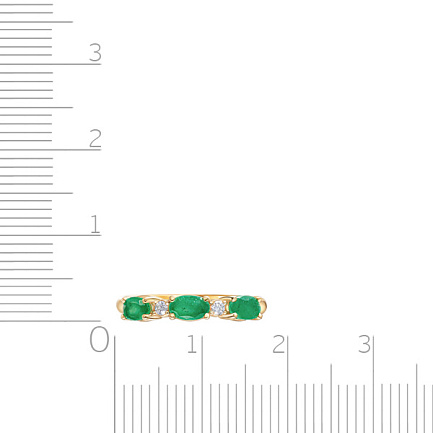 Кольцо из желтого золота с бриллиантами, изумрудами