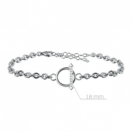 Браслет декоративный из серебра с фианитом