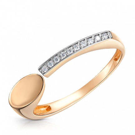 Кольцо из красного золота с фианитом