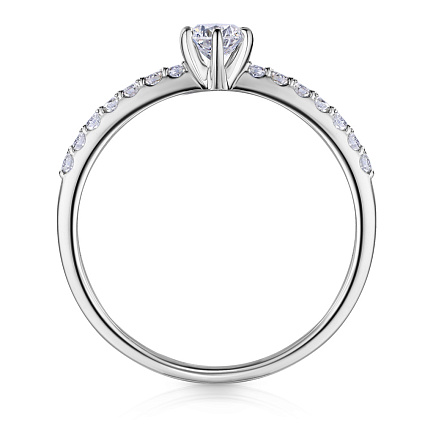 Кольцо помолвочное из белого золота с бриллиантами