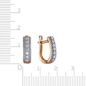 Серьги с английским замком из красного золота с фианитом